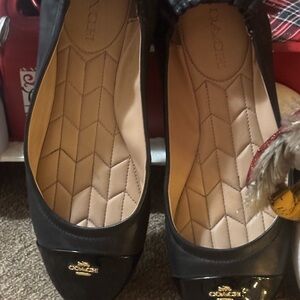 Coach Black Patent Toe Women's Flats